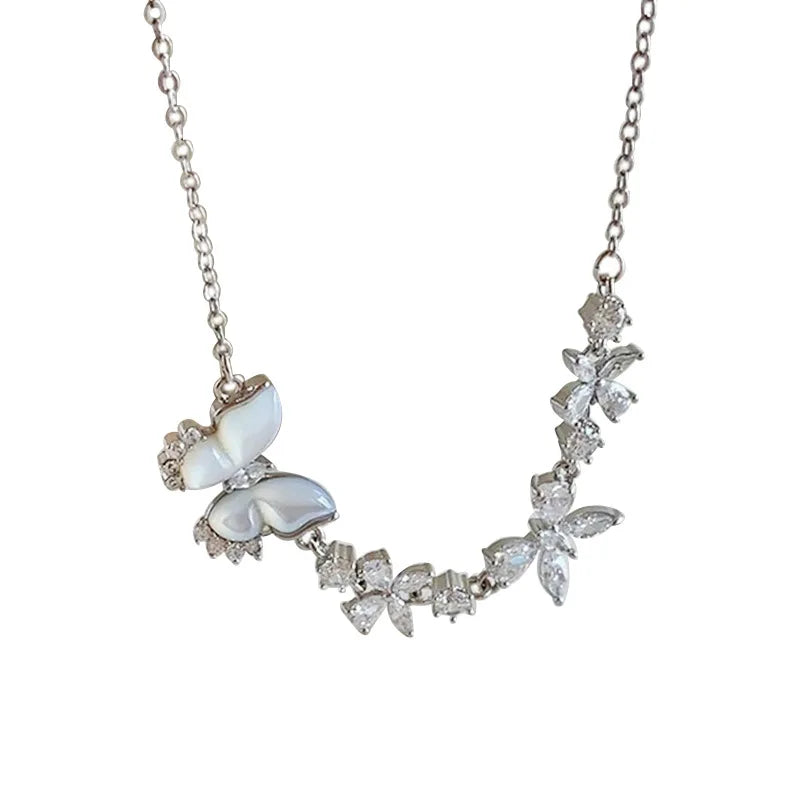 Fine 925 Sterling Silver Butterfly Pendant Necklace Choker Exquisite Jewelry