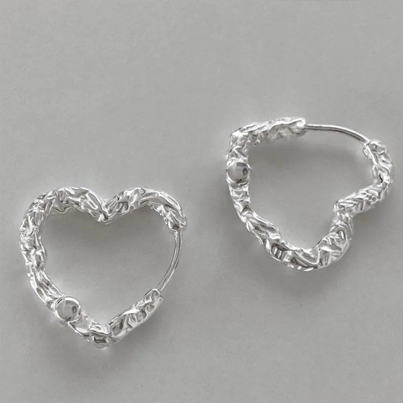 New 925 Sterling Silver 18k Gold Plated Heart Hoop Earrings Fine Jewelry