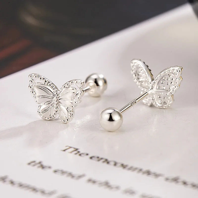New 925 Sterling Silver Zircon Crystal Butterfly Earrings Fine Jewelry