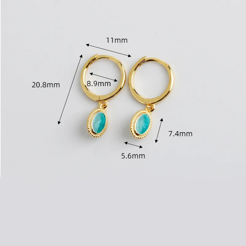 New 925 Sterling Silver Pure Green Zircon Stud Earrings Fine Jewelry