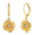 New 925 Sterling Silver 18k Gold Plated CZ Rose Hoop Earring Vintage Twisted Rose Vine Fine Jewelry