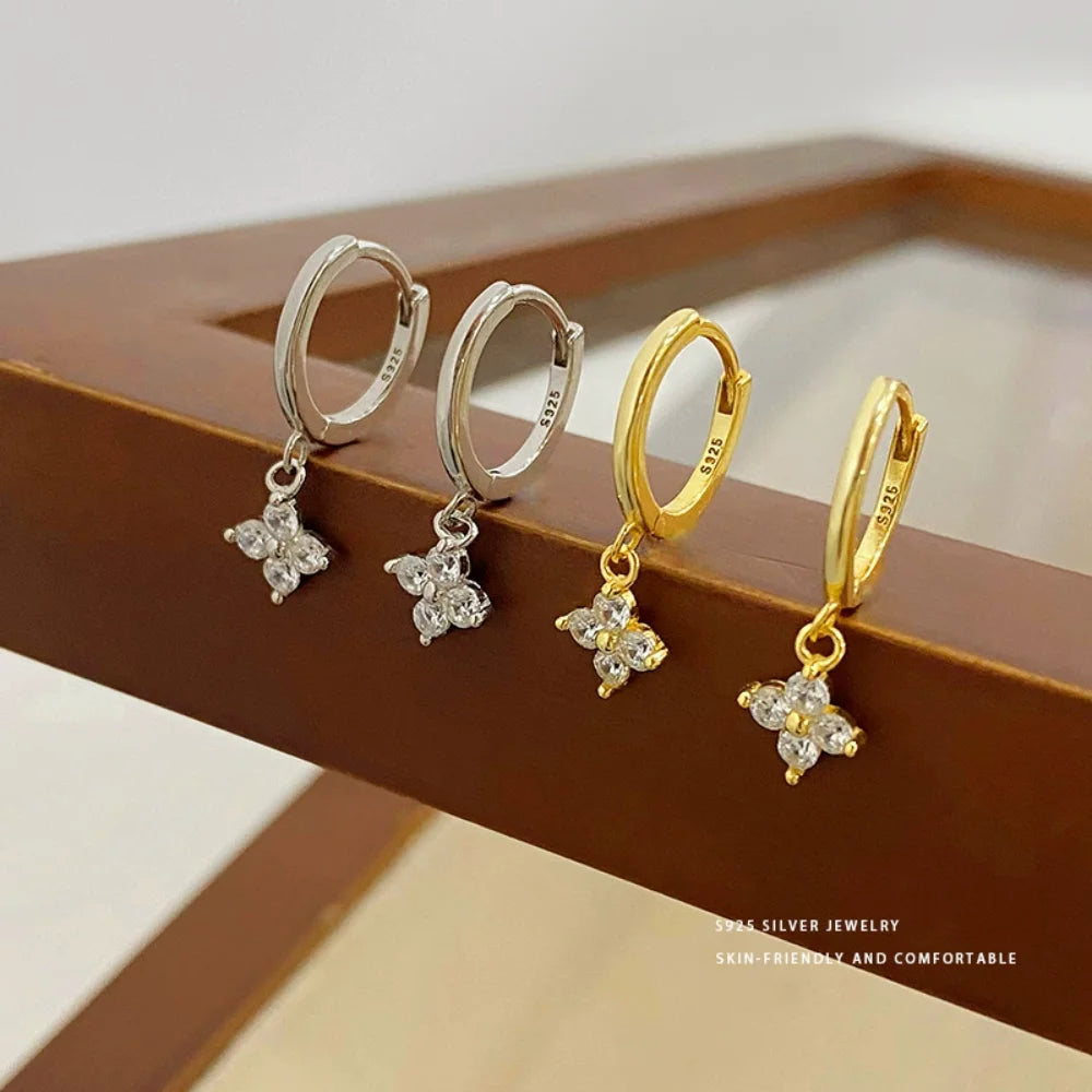 New 925 Sterling Silver 18k Gold Plated Leaf Earring Fine Jewelry