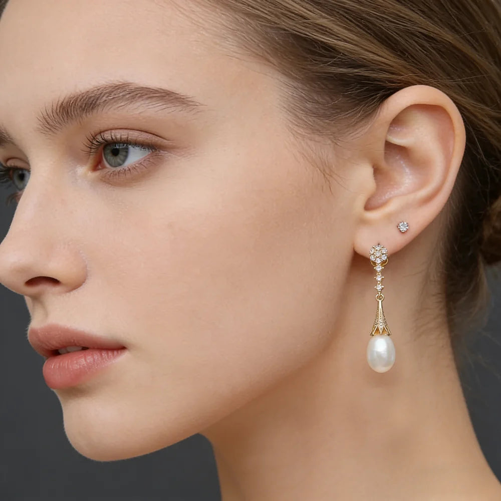 Real Natural Pearl Drop Earrings 925 Silver Earrings Choice of Color