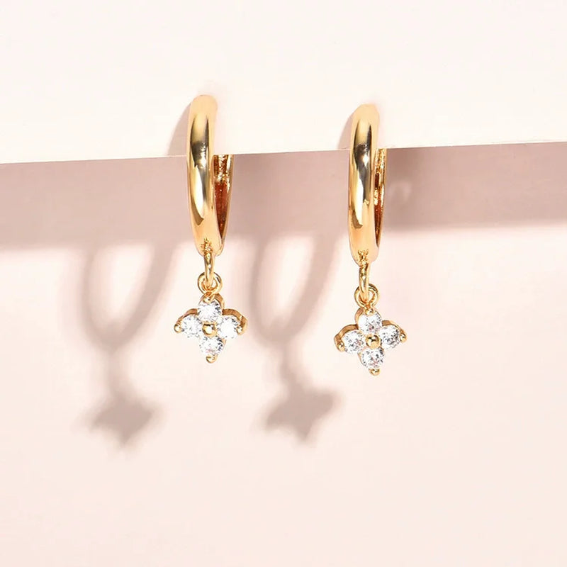 New 925 Sterling Silver 18k Gold Plated Leaf Earring Fine Jewelry