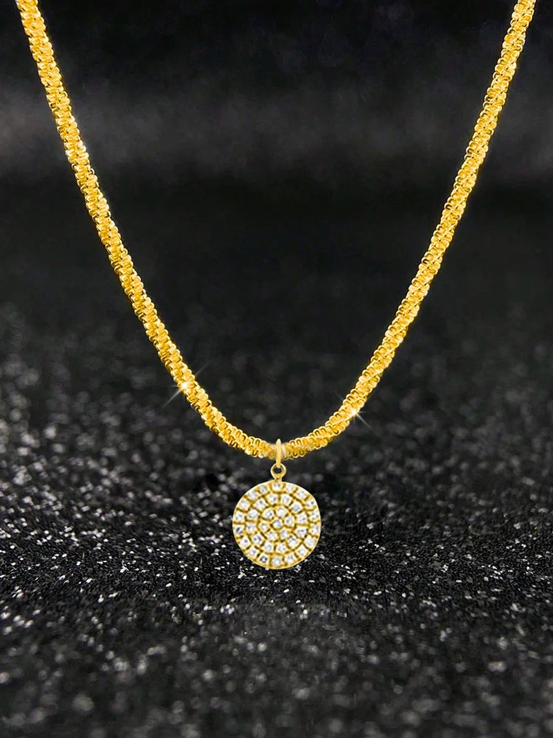 Fine 925 Sterling Silver 18k Gold Plated Simplicity Classic Zircon round Necklace Fine Jewelry