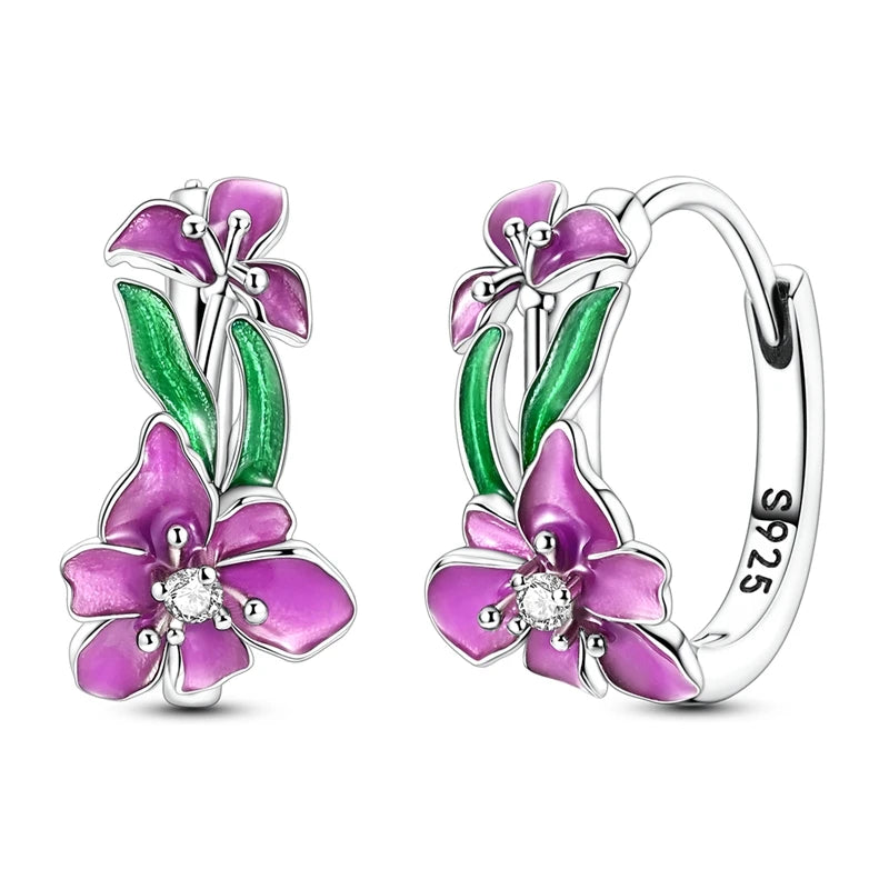 925 Sterling Silver Earrings Sparkling Colorful Iris Hoop Earring Jewelry Gifts