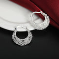 New 925 Sterling Silver Hollow Carved Drop Earrings Fine Jewelry