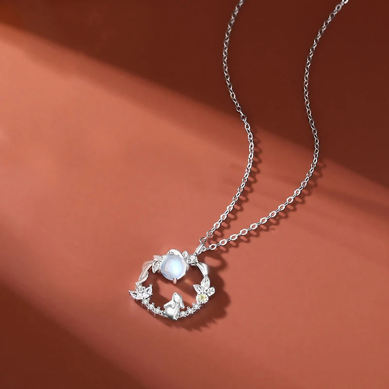 New S925 Sterling Silver 18k Gold Plated AAA CZ Rabbit Necklace Fine Jewelry