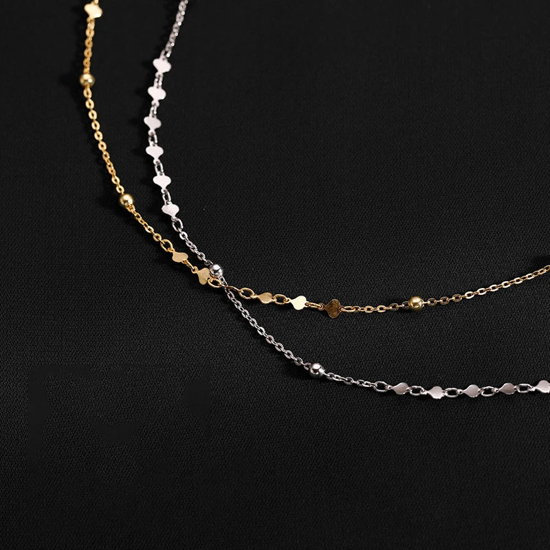 New 925 Sterling Silver Simple Style Heart-Shaped Necklace Charming Choker Necklace Fine Jewelry