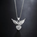 925 Sterling Silver 18 Inches Zircon Elegant Heart Wings Pendant Necklac Jewelry