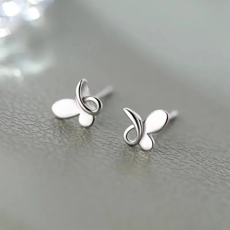 New 925 Sterling Silver Mini Cute Butterfly Stud Earrings Fine Jewelry