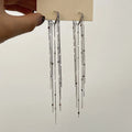 New 923 Sterling Silver Chain Tassels Pendant Hoop Earrings Jewelry