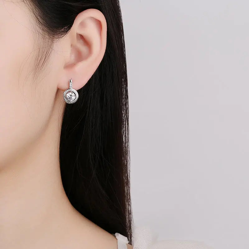 925 Sterling Silver 18k Gold Plated Zircon Crystal Stud Earrings Fashion Jewelry