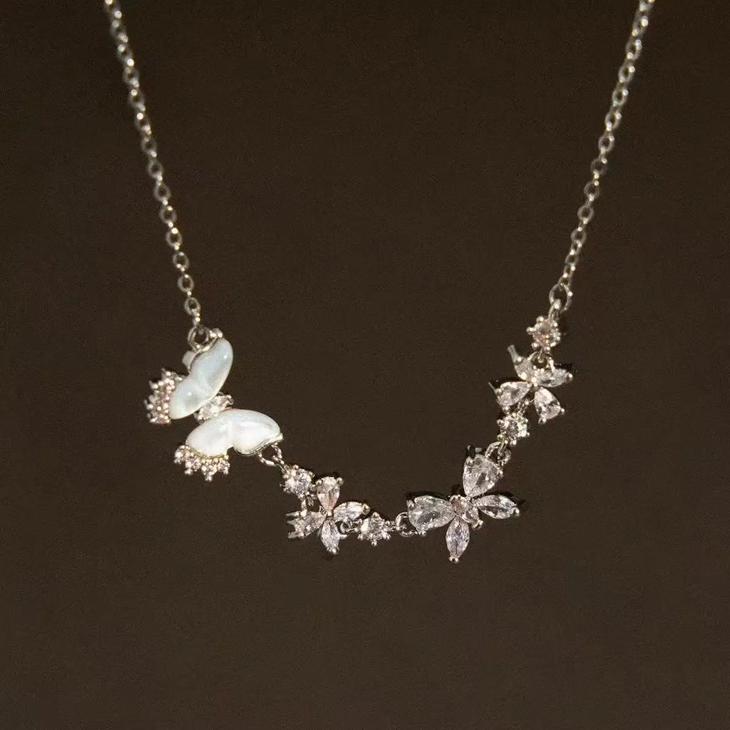 Fine 925 Sterling Silver Butterfly Pendant Necklace Choker Exquisite Jewelry