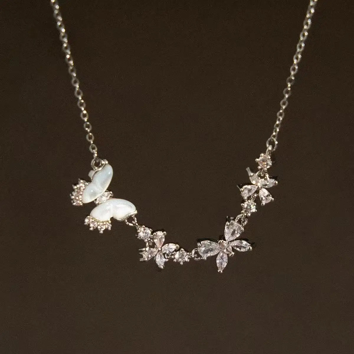 Fine 925 Sterling Silver Butterfly Pendant Necklace Choker Exquisite Jewelry