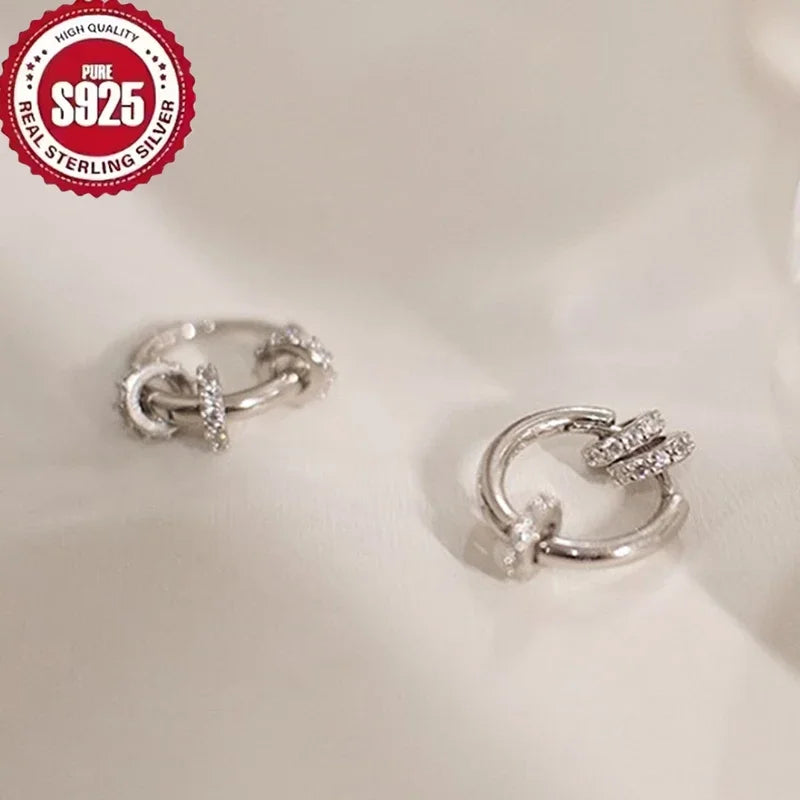 925 Sterling Silver Gold Plated Huggie Hoop Earrings Dainty Sparkling CZ Hypoallergenic Elegant Jewelry