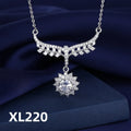 Fine 925 Sterling Silver Angel Wings Clavicle Chain Pendant Necklace Sparkling Zircon Necklace Jewelry