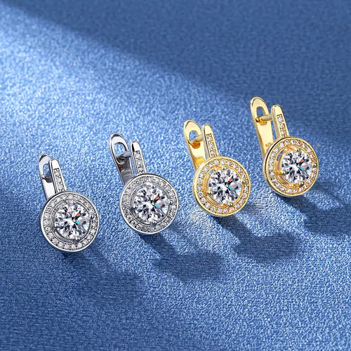 925 Sterling Silver 18k Gold Plated Zircon Crystal Stud Earrings Fashion Jewelry