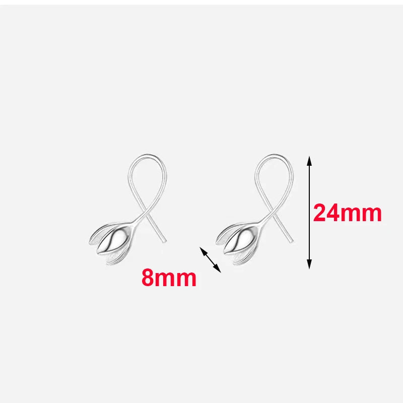New 925 Sterling Silver Flower Stud Earrings Classic Fine Jewelry
