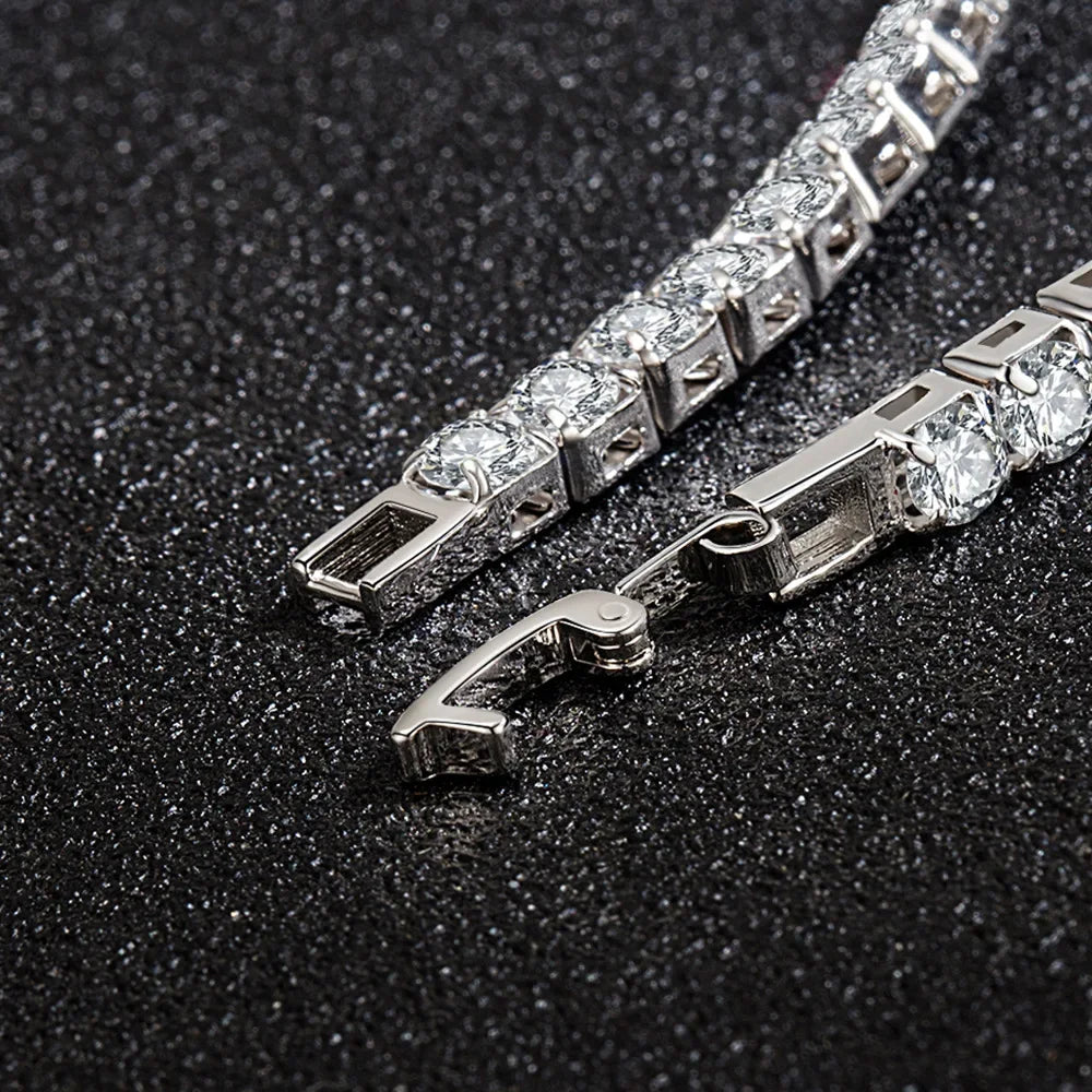 Fine 925 Sterling Silver Crystal Zircon Bracelet Fine Jewelry