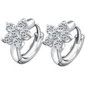 New 923 Sterling Silver Charming Snowflake Pure Zircon Hoop Earrings Fine Jewelry