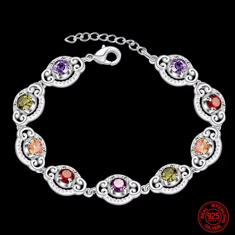 925 Sterling Silver Crystal Pretty Bracelet Jewelry