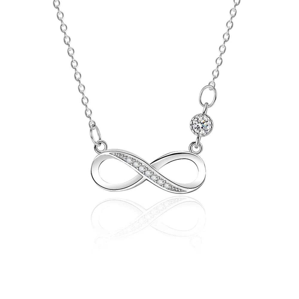 925 Sterling Silver 18K Gold Plated Sparkling Zircon Infinity Love Clavicle Necklace