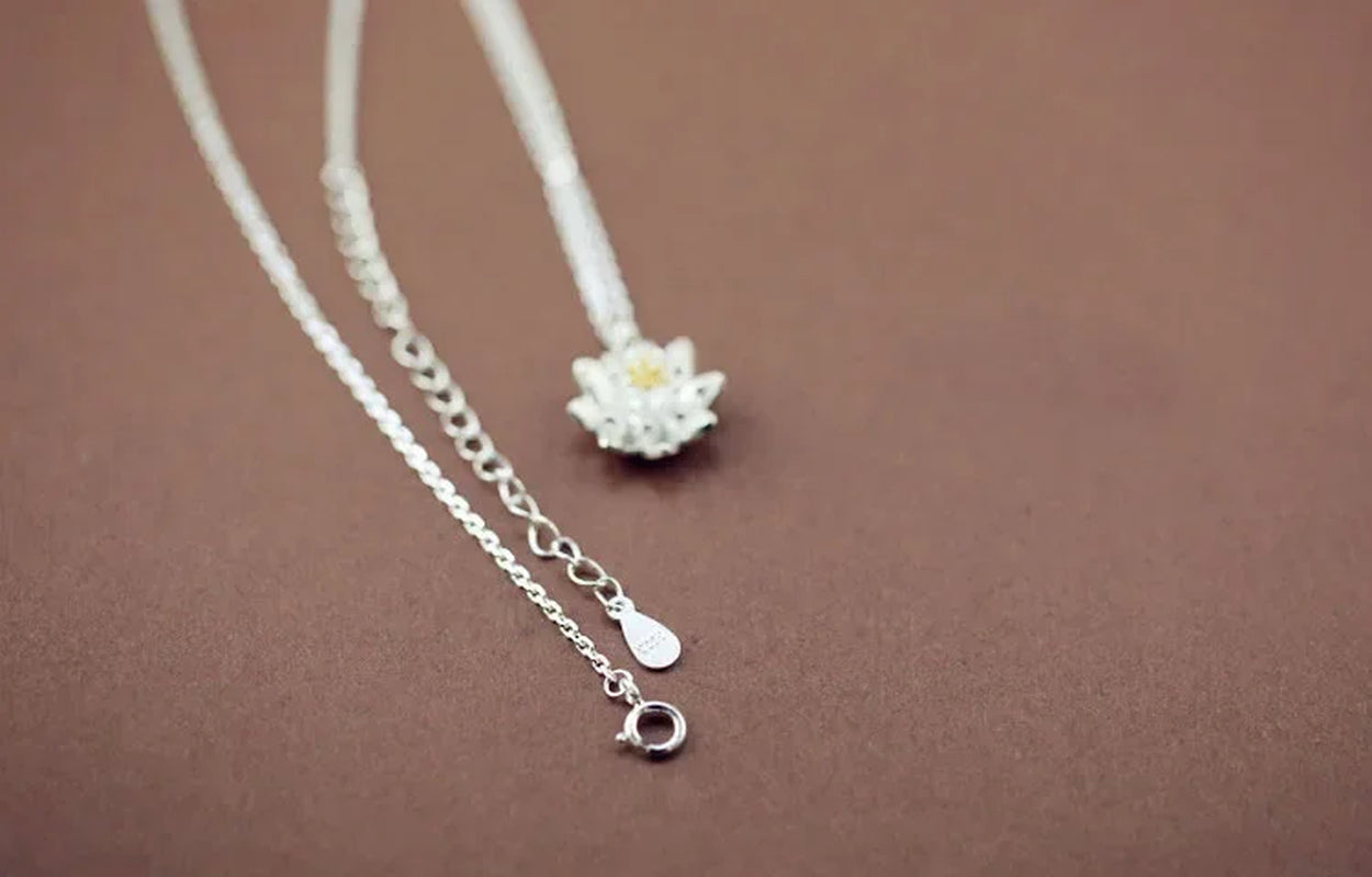 925 Sterling Silver Lotus Necklaces & Pendants High Quality Sterling-Silver-Jewelry