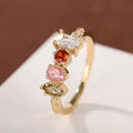 925 Sterling Silve 18k Gold Plated Cubic Zirconia Ring Fine Jewelry