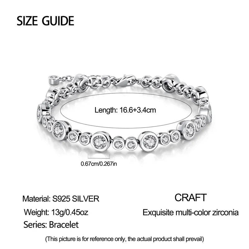 New 925 Sterling Silver Starry Bubble Pure Zircon Bracelet Fine Jewelry