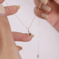 925 Sterling Silver 14K Gold Plated Red Zircon Sun Pendant Necklace Jewelry
