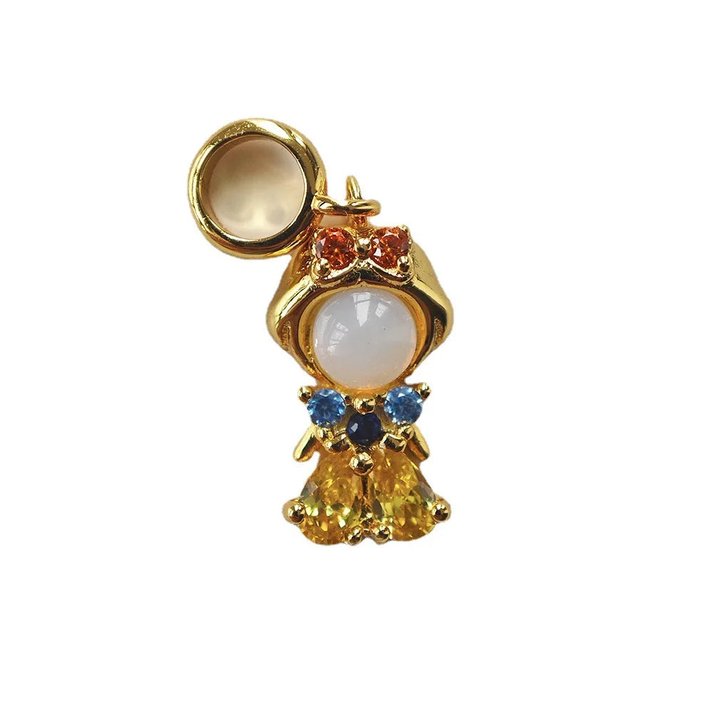 Stainless Steel Colorful Zircon Fairy Tale Little Princess Necklace Gold-Plated Universal Chain Clavicle Chain Sweet Temperament