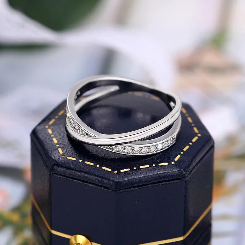 925 Sterling Silver Cross Ring Brilliant AAA Cubic Zirconia Fine Jewelry