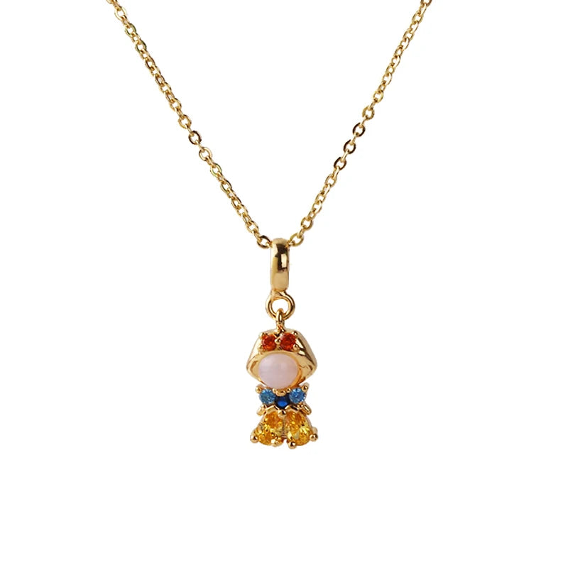 Stainless Steel Colorful Zircon Fairy Tale Little Princess Necklace Gold-Plated Universal Chain Clavicle Chain Sweet Temperament