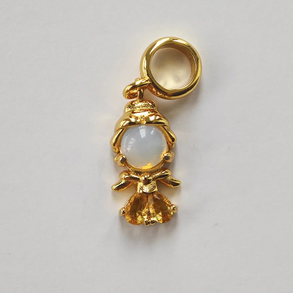Stainless Steel Colorful Zircon Fairy Tale Little Princess Necklace Gold-Plated Universal Chain Clavicle Chain Sweet Temperament