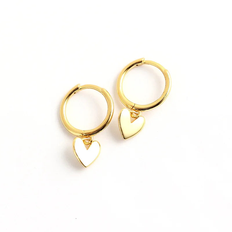 New 925 Sterling Silver 18k Gold Plated Heart Tassel Charm Earrings Fine Jewelry