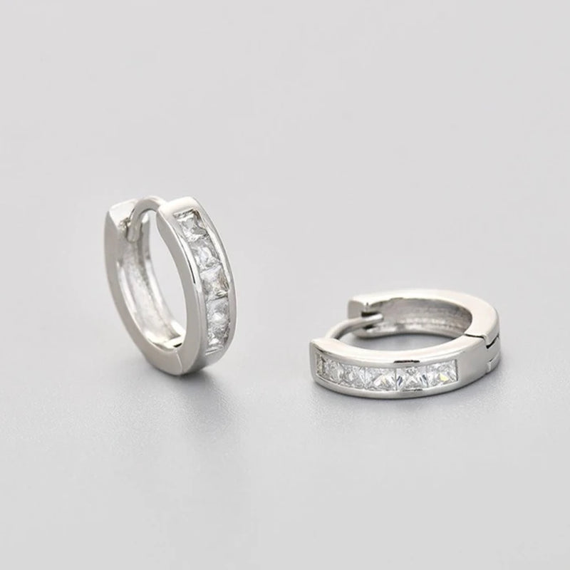 925 Sterling Silver Cubic Zirconia Hoop Earrings Vintage Small Earrings Hypoallergenic Jewelry