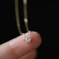 925 Sterling Silver 14K Gold Plated Necklace Versatile Single Sparkling Zircon Clavicle Chain