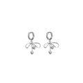 New 925 Sterling Silver Charming Hollow Love Heart Bow Hoop Earring Luxury Jewelry