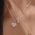 Fine 925 Sterling Silver Heart Shape Necklace Charm Geometric Shape Pendant Choker Jewelry