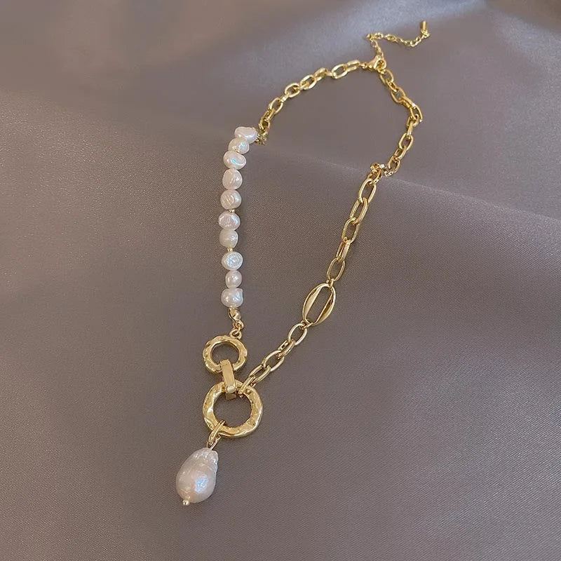 14K Gold Filled 100% Natural Baroque Freshwater Pearl Fashion Necklace