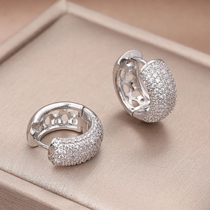 925 Sterling Silver Cubic Zirconia Hoop Earrings Vintage Small Earrings Hypoallergenic Jewelry