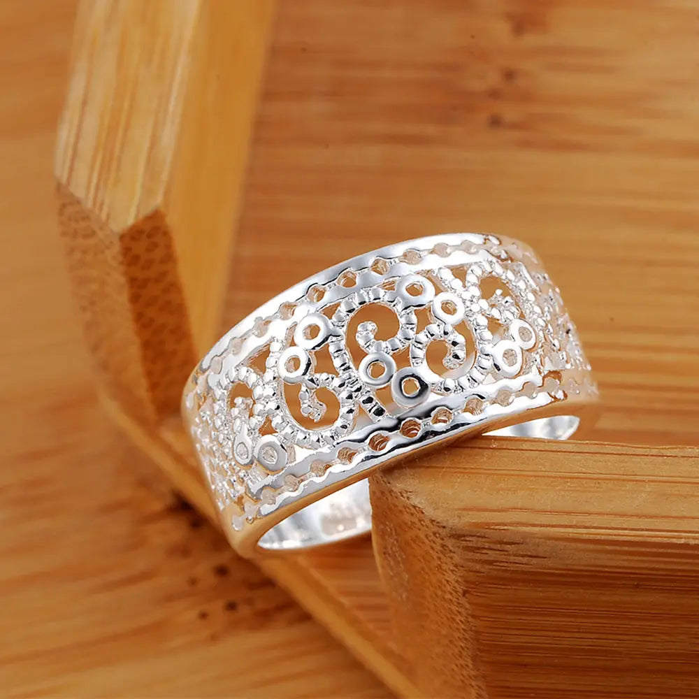 925 Sterling Silver Hollow Band Ring 