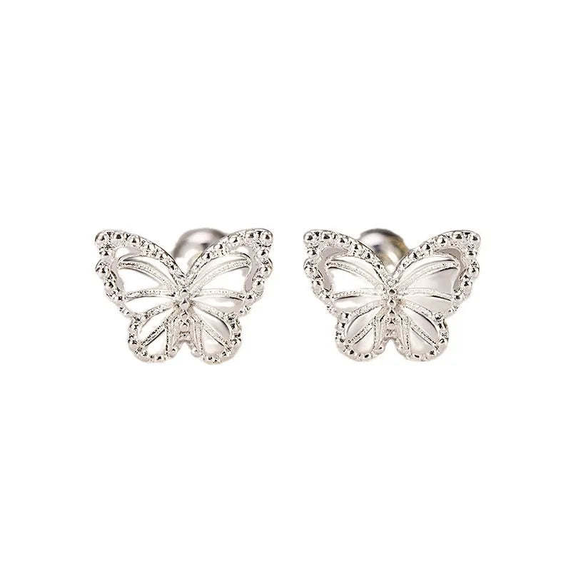 New 925 Sterling Silver Zircon Crystal Butterfly Earrings Fine Jewelry