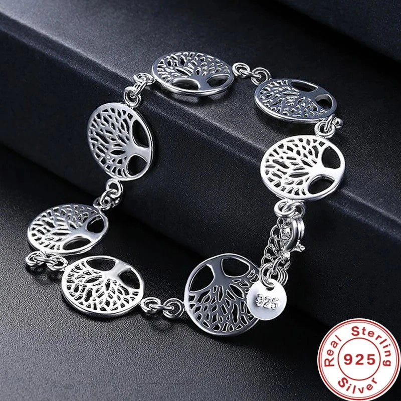 New 925 Sterling Silver Tree of Life Bracelet Fine Jewelry