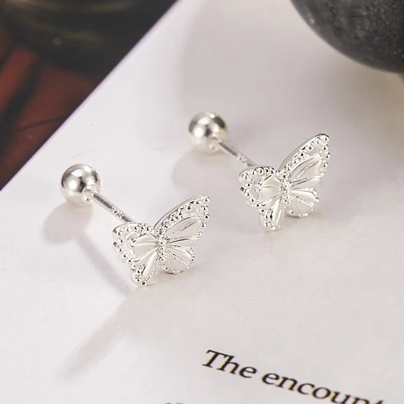 New 925 Sterling Silver Zircon Crystal Butterfly Earrings Fine Jewelry