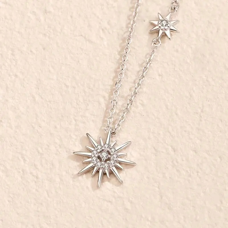 Fine 925 Sterling Silver Geometric Shape Charm Pendant Choker Exquisite Jewelry
