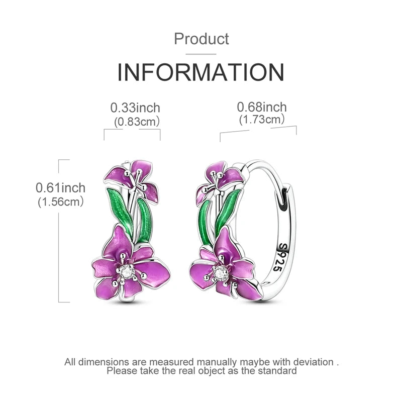925 Sterling Silver Earrings Sparkling Colorful Iris Hoop Earring Jewelry Gifts