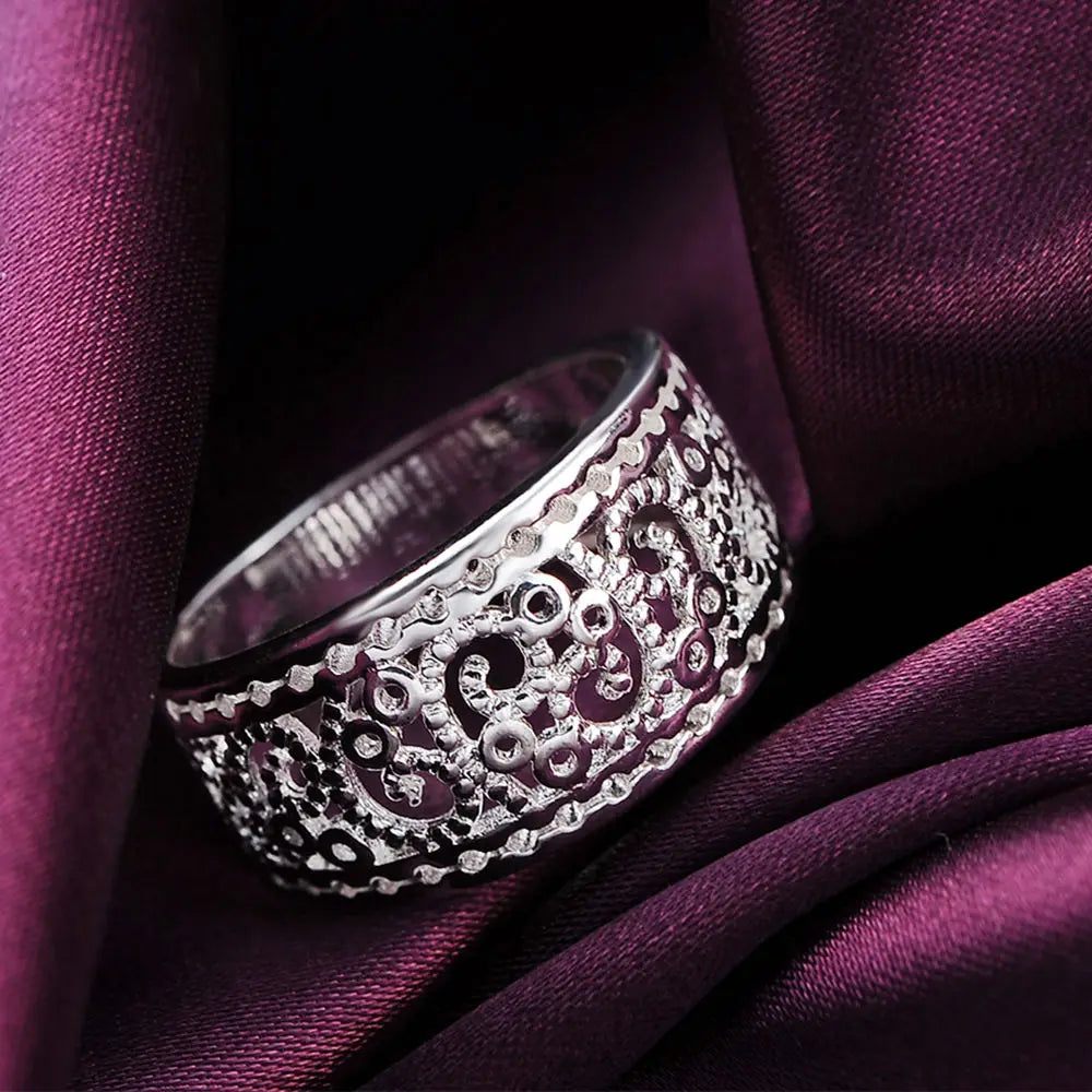 925 Sterling Silver Hollow Band Ring 