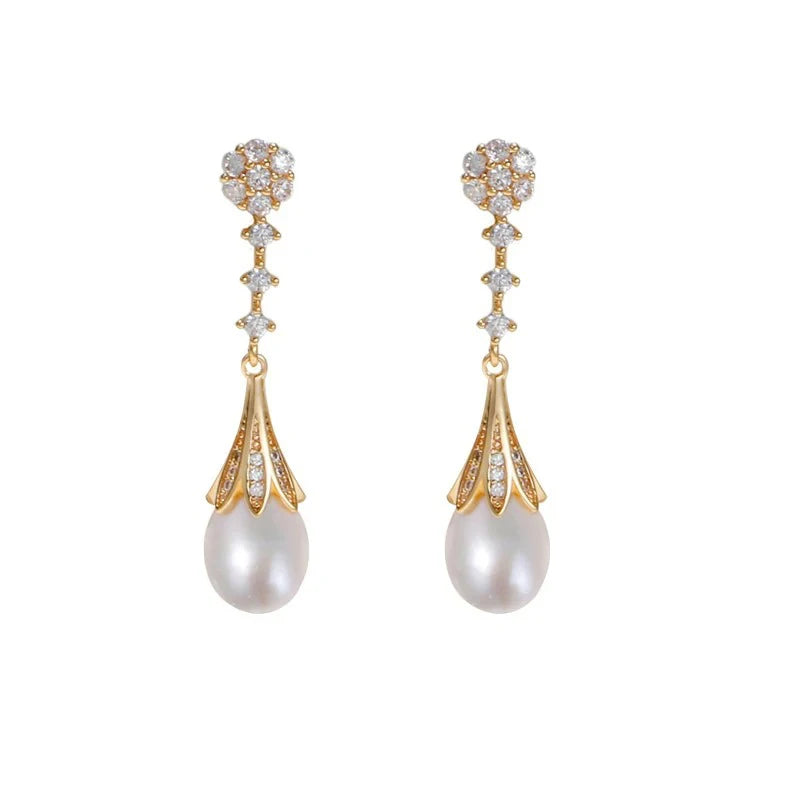 Real Natural Pearl Drop Earrings 925 Silver Earrings Choice of Color